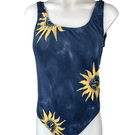 Her Pony Blue Tie Dye Celestial Sun Sleeveless Cami Camisole Tank Bodysuit 10
