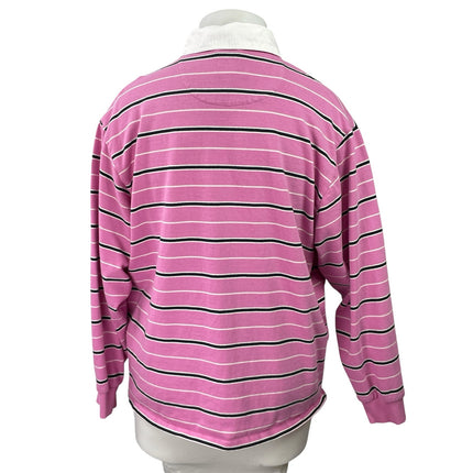Damson Madder Womens Pink Striped Long Sleeve Polo Sweatshirt Shirt Top Size 16