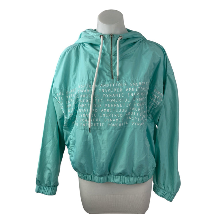 Forever 21 Women's Blue Hoodie Hooded Long Sleeve Windbreaker Jacket Size M