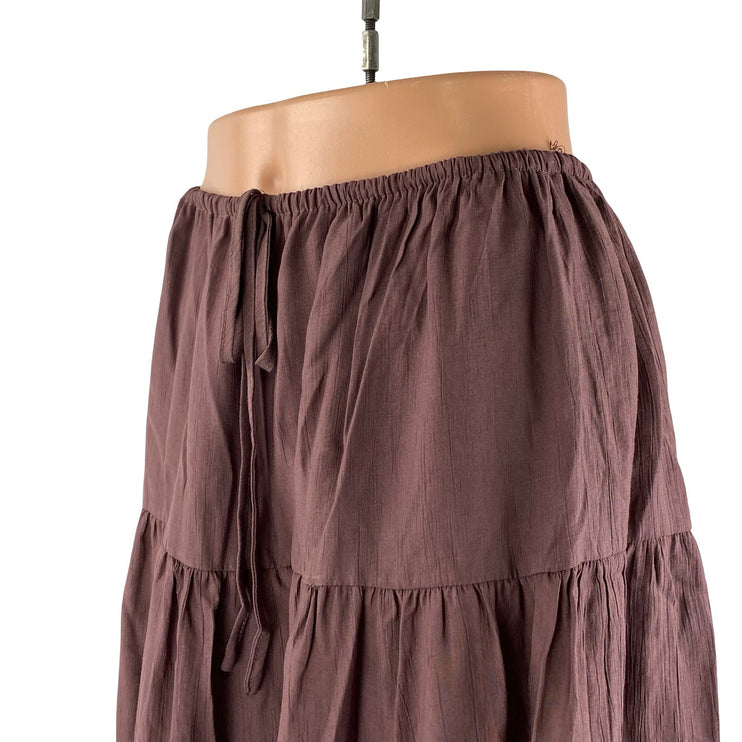 Cider Rhythm Classic Womens Brown Tiered Elastic Waist Maxi Flare A-Line Skirt S
