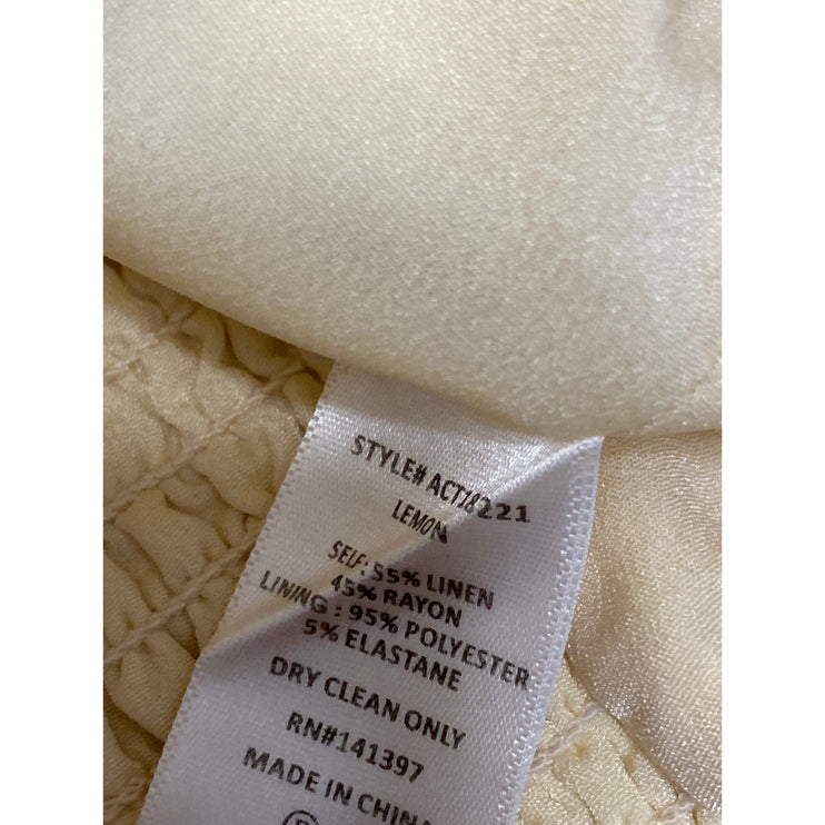 ASTR The Label Yellow Halter Pintucked Smocked Tie Sleeveless Crop Top Size S