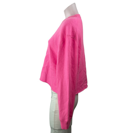 NEW Aqua Women's Pink Cashmere Long Sleeves Cropped Pullover Sweater Top Size S