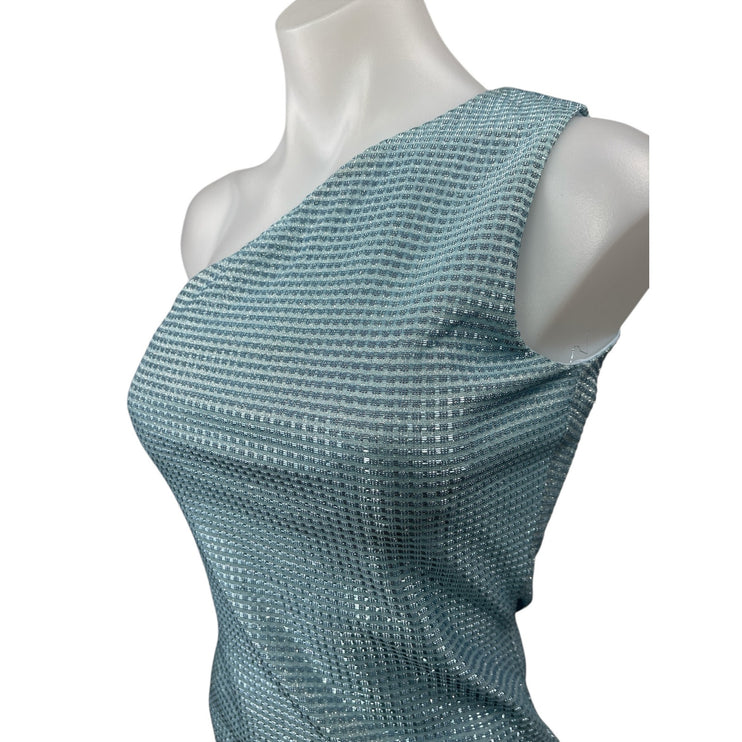 NEW Superdown Blue Beaded Sparkly One Shoulder Sleeveless Mini Bodycon Dress S