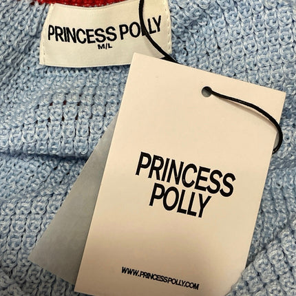NEW Princess Polly Contradiction Hardware Detail Blue Sleeveless Halter Top M/L