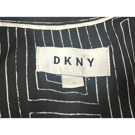 DKNY Black White Striped Geometric Short Sleeve Button Up Romper Shorts Size S