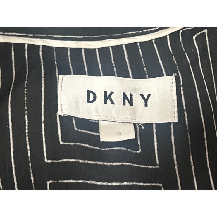 DKNY Black White Striped Geometric Short Sleeve Button Up Romper Shorts Size S