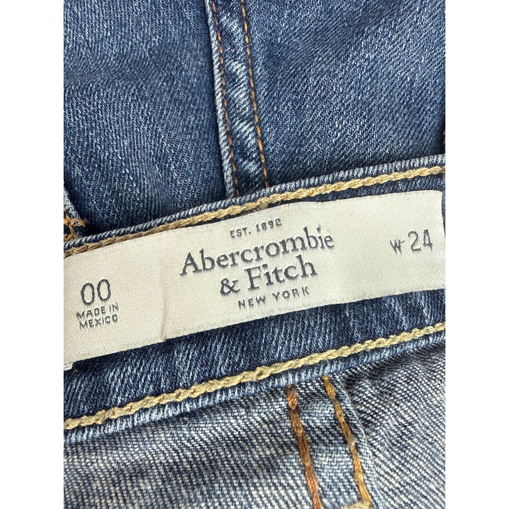 Abercrombie & Fitch Blue Low Rise Cuffed Micro Mini Denim Jean Shorts Size 24