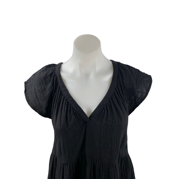 Old Navy Women's Black V Neck Short Flutter Sleeve Mini Babydoll A-Line Dress S