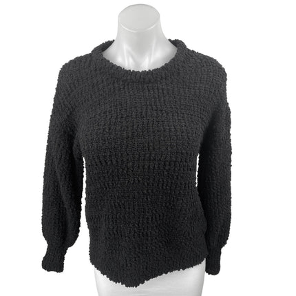 Bobeau Women's Black Long Sleeve Popcorn Knit Crewneck Sweater Top Size XS