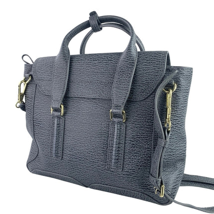 3.1 Phillip Lim Pashli Medium Black Gold Leather Satchel Crossbody Handbag OS