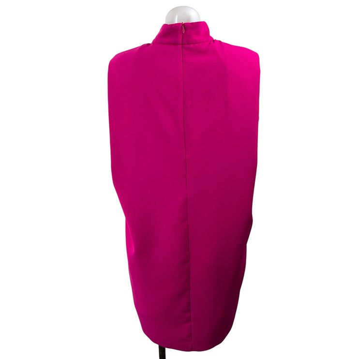 Zara Fuchsia Pink Sleeveless Shoulder Pads Turtleneck Mini Sweater Tank Dress S