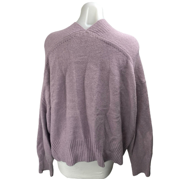 H&M Women's Purple V-Neck Button Down Long Sleeve Cardigan Sweater Top Size 2XL