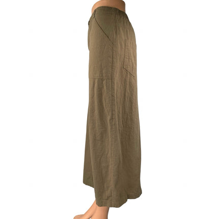 Kirious Brown High Rise Button Zip Slit Maxi Cargo Straight Pencil Skirt Size S