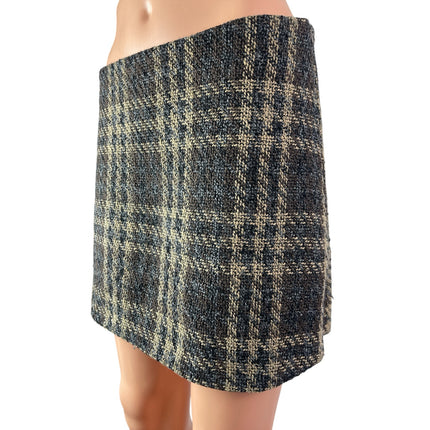 Steve Madden Womens Gray Wool Plaid Tweed High Rise Mini Straight Pencil Skirt M