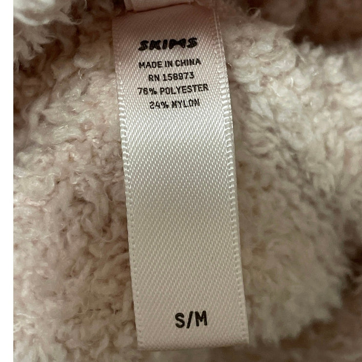 Skims Women's Cream Fleece Fuzzy Teddy Full Zip Hoodie Sweatshirt Top Size S