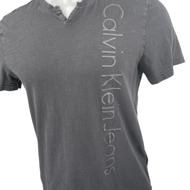 Calvin Klein Jeans Men's Black Short Sleeve Notch Logo T Shirt Tee Top Size S