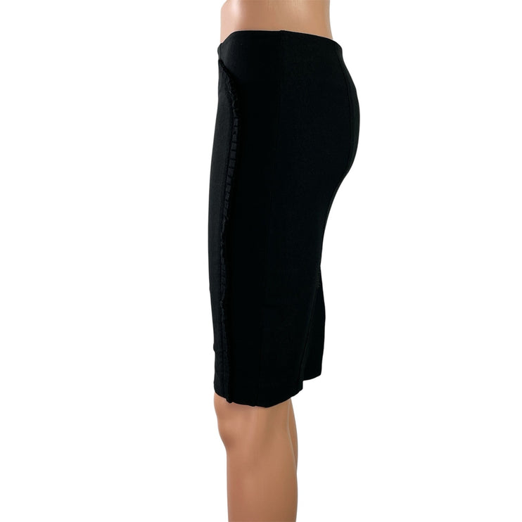 Bebe Women's Black High Waisted Slit Knee Length Straight Pencil Skirts Size 0