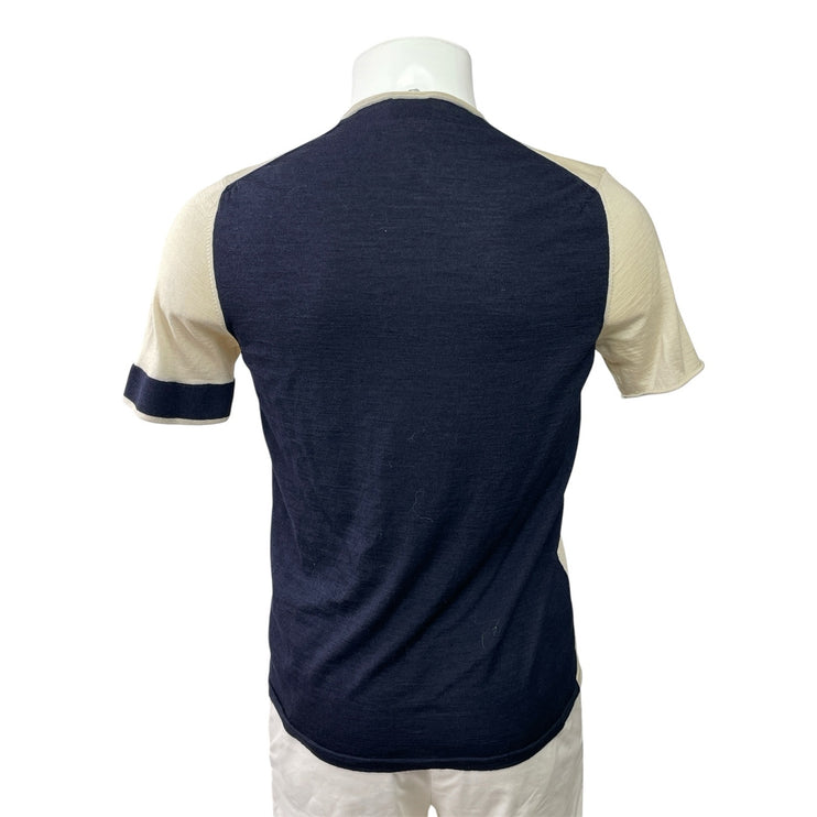 Jil Sander Men's Cream Black Colorblock Crewneck Short Sleeve Tee T-shirt Top L