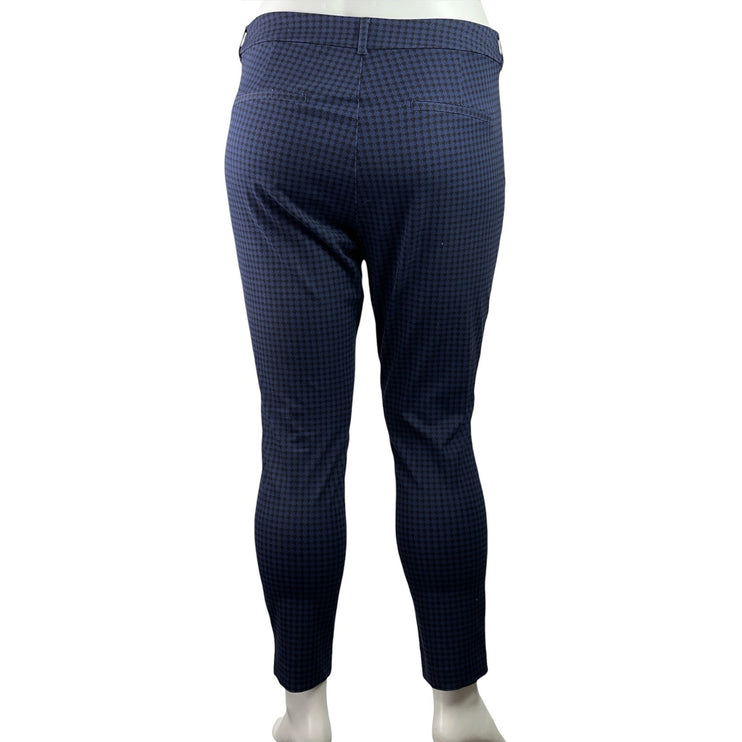 Old Navy Pixie Skinny Womens Blue Houndstooth High Waisted Trousers Pants Sz 16