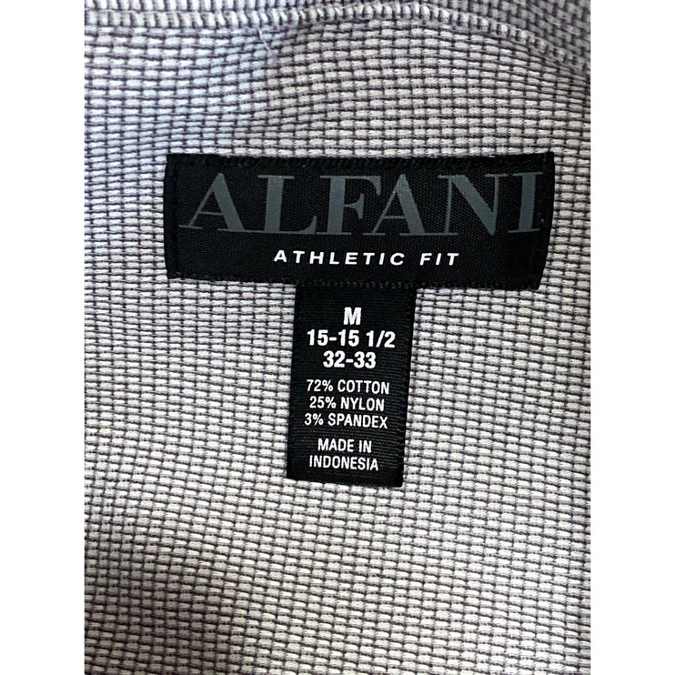 Alfani Men's Gray Athletic Fit Long Sleeve Button Down Dress Shirt Top Size M