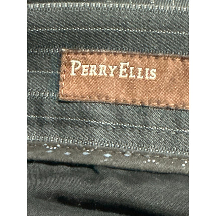 Perry Ellis Men's Gray Pinstriped Mid Rise Straight Trousers Dress Pants 32/32