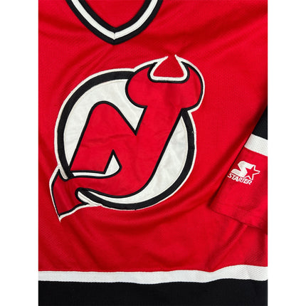 Vintage Starter Men’s Licensed NHL New Devils Jersey Red Black Long Sleeve Top M