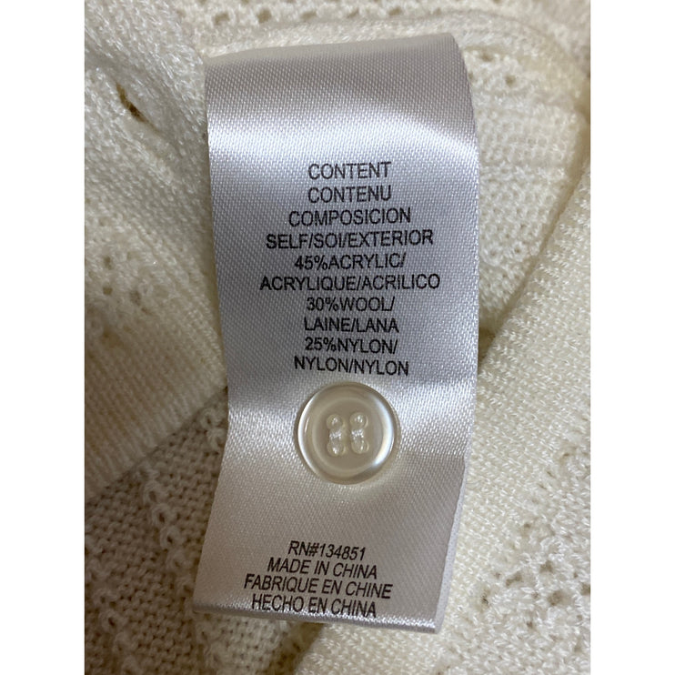 WAYF Women's Cream Wool Ribbed Button Down Shirt Blouse Cardigan Sweater Top S