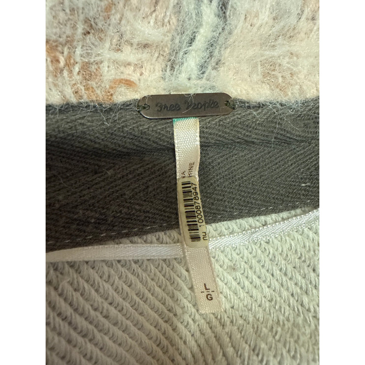 Free People Fair Weather Cream Fuzzy Knit Long Sleeve Cardigan Sweater Top Sz L