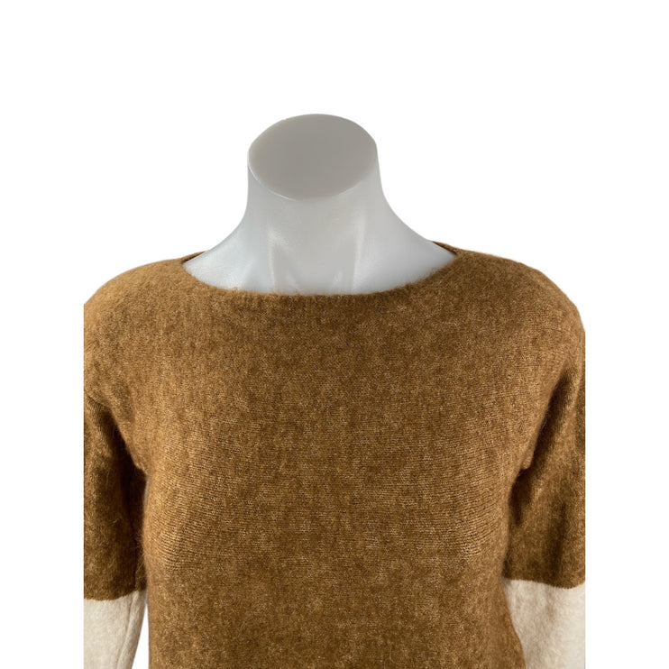 Pennyblack Women's Tan Colorblock Knit Long Sleeve Pullover Sweater Top Size S