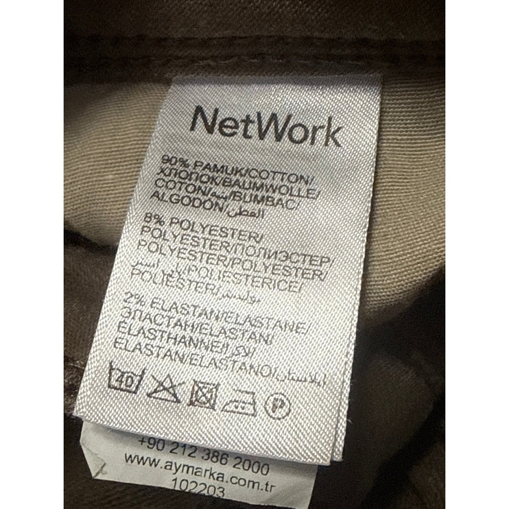 NetWork Mens Khaki Mid Waist Classic Skinny Tapered Slim Chino Trousers Pants 32