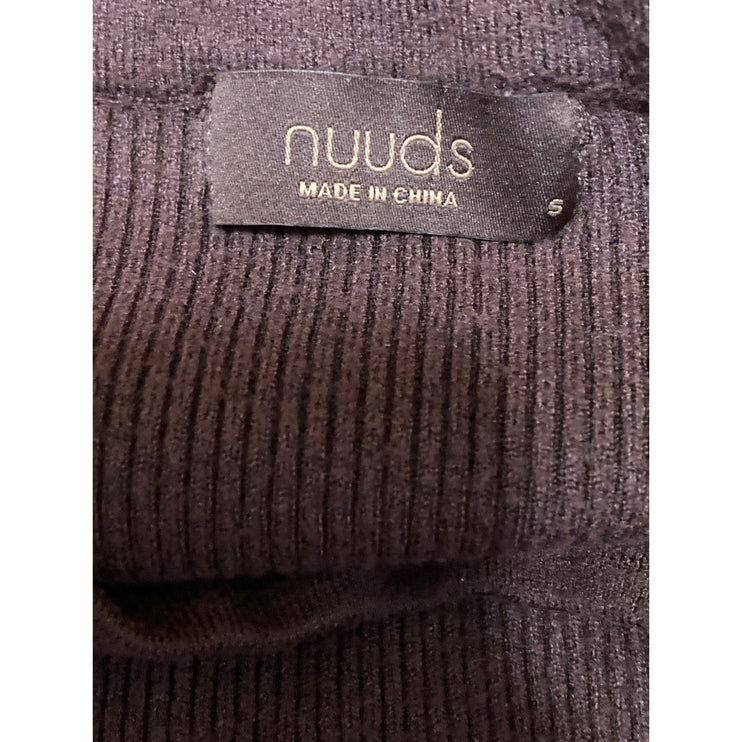 Nuuds Womens Brown Short Sleeve Crew Neck Ribbed Knit Sculpt Tee Crop Top Size S