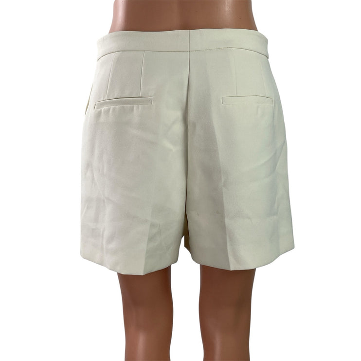 NEW MNG Mango Womens White High Waisted Wide Leg Tailored Chino Shorts Size 6