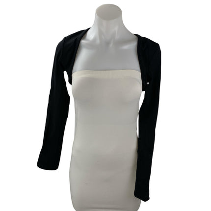Zara Black Long Sleeve Open Front Bolero Shrug Cover Up Short Cardigan Top Sz S