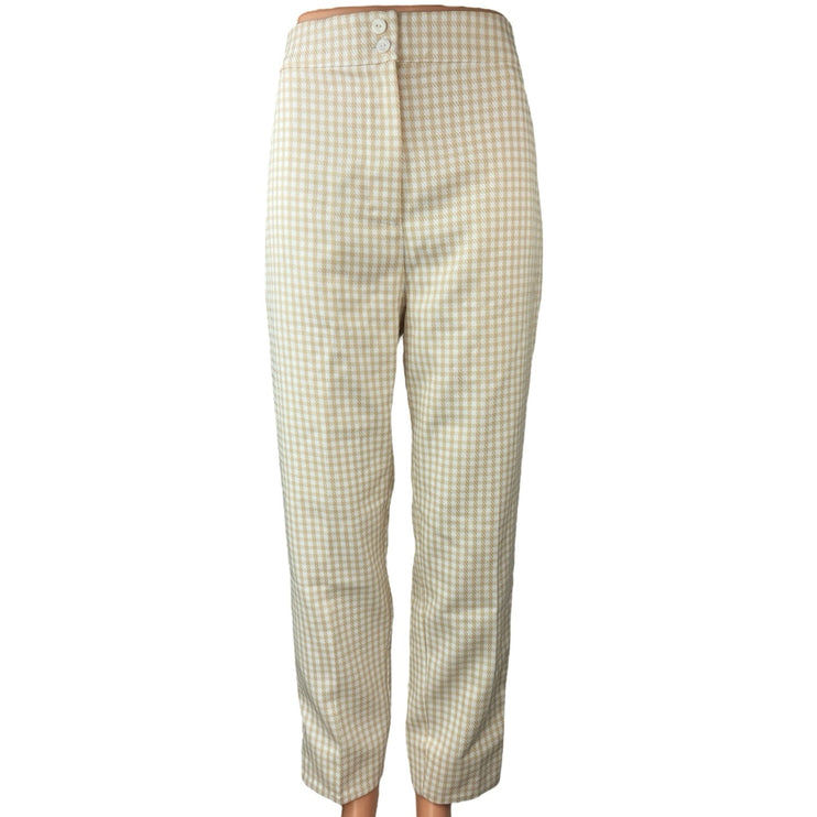 NEW Song of Style Yellow White Gingham High Rise Wide Leg Casual Pants Size L