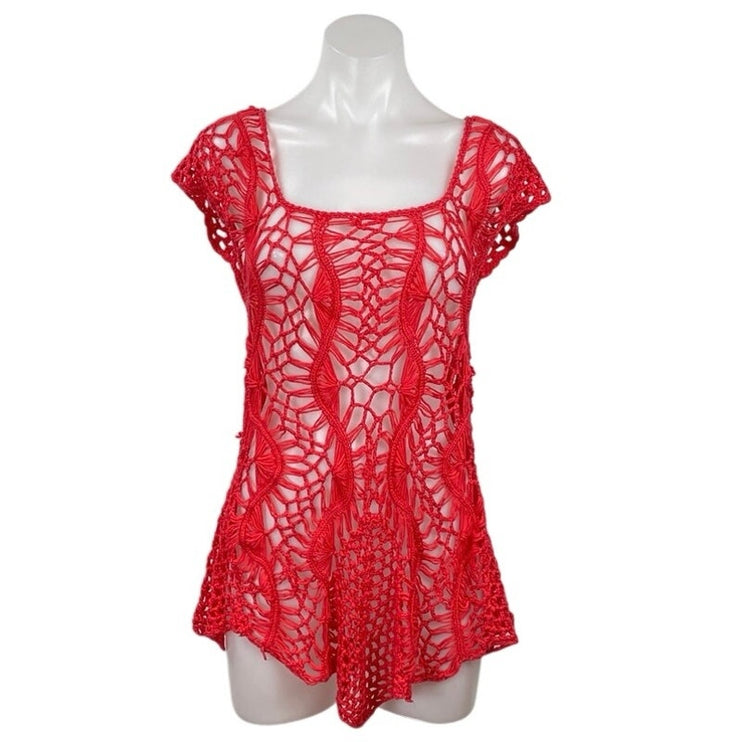 Spiaggia Dolce Lace Crochet Tunic Beach Cover Up Mini Flare A-Line Dress Sz L/XL