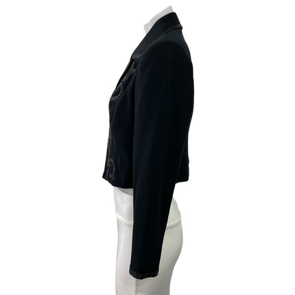 B'zar Women's Black Beaded Long Sleeve Open Cropped Blazer Coat Jacket Size M