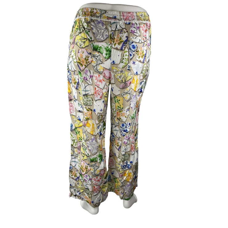 NEW Anthropologie Maeve Boho the Brooklyn Ceramic Tile Wide Trousers Pants Sz L