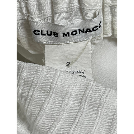 Club Monaco Malania White Ribbed Short Puff Sleeve Off Shoulder Blouse Top Sz 2