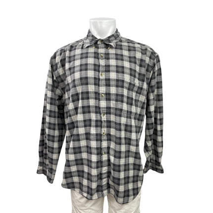 Eddie Bauer Men's Black Checkered Plaid Flannel Long Sleeve Button Up Shirt L