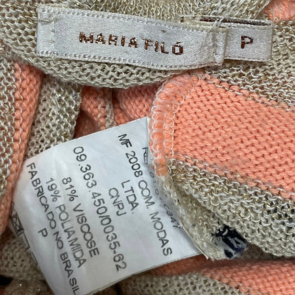 Maria Filo Womens Beige Coral Striped Racerback Knit Sleeveless Slit Tank Top XS