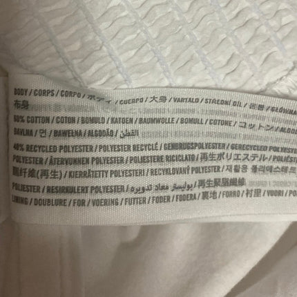 Abercrombie & Fitch White Short Puff Sleeve Smocked Corset Blouse Crop Top Sz L