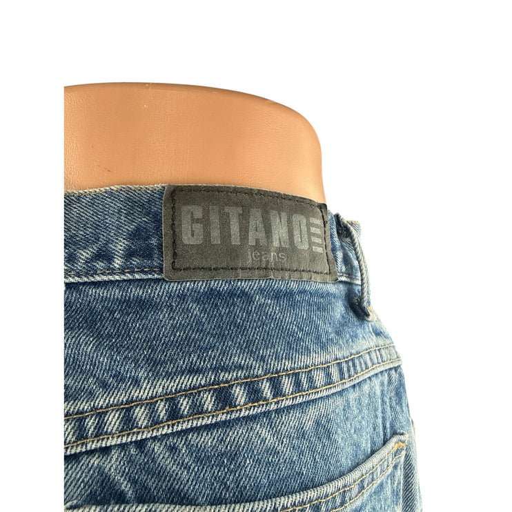 Gitano Women's Blue Ripped Distressed Straight Wide Leg Denim Jeans Pants Size S