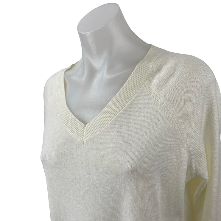 Lucky Brand Cloud Soft Women's Cream V Neck Long Sleeve Sweatshirt Sweater Top S