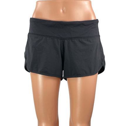 Lululemon Womens Black Gray High Rise Elastic Waist Athletic Running Shorts Sz 6