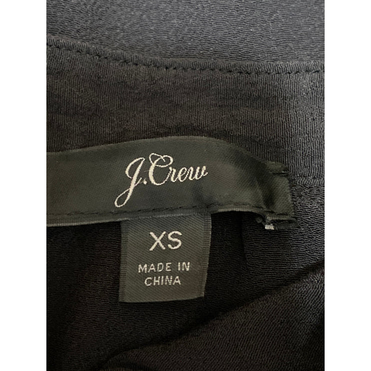 J.Crew Women's Black Shirred V-Neck Button Front Long Sleeve Blouse Top Size XS