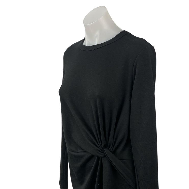 NEW Socialite Women's Black Twist Front Long Sleeve Mini T-Shirt Bodycon Dress L