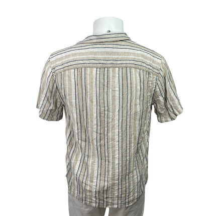 Abercrombie & Fitch Cream Striped Short Sleeve Collared Button Down Shirt Top S