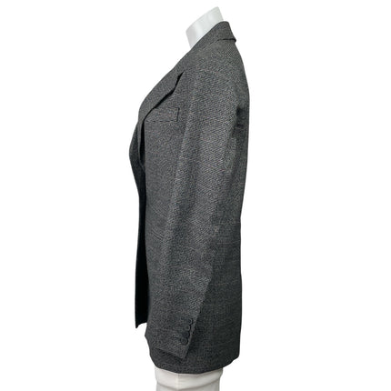 Noir Black Houndstooth Notch Collar Long Sleeve Button Coat Blazer Jacket Sz XSP