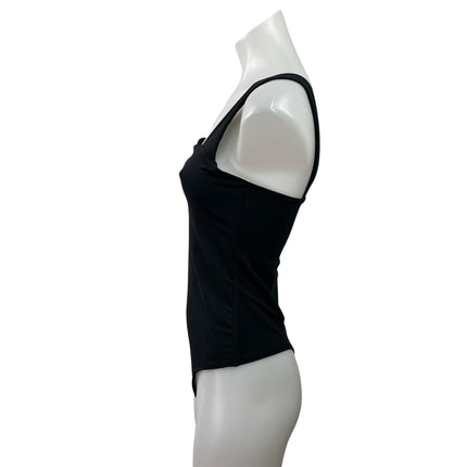 Abercrombie & Fitch Black Sleeveless Square Neck Thong Tank Bodysuit Top Size S