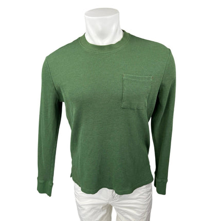 Stoic Men's Green Waffle Knit Long Sleeve Crew Neck Pocket Sweater Top Size L